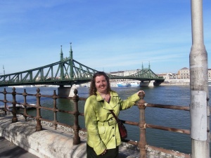 In front of my favorite of Budapest's many bridges, the Liberty Bridge.